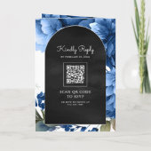 Royal Blue Floral Mason Jar QR Code Black Wedding (Achterkant)