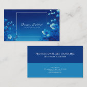 Royal Blue Floral Modern Geometric Elegant Visitekaartje (Voorkant / Achterkant)