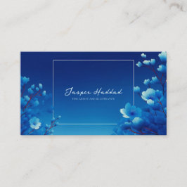 Royal Blue Floral Modern Geometric Elegant Visitekaartje