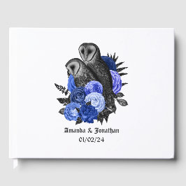 Royal Blue Floral Owls Gothic Wedding Gastenboek