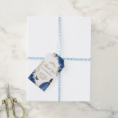 Royal Blue Floral Paris Gold Quinceañera Verjaarda Cadeaulabel (Met Touw)