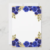 Royal Blue Floral Princess Gold Arch Quinceanera Aankondiging (Achterkant)