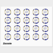 Royal Blue Floral Princess Gold Arch Quinceanera Ronde Sticker (Vel)