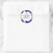 Royal Blue Floral Princess Gold Arch Quinceanera Ronde Sticker (Tas)