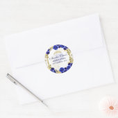 Royal Blue Floral Princess Gold Arch Quinceanera Ronde Sticker (Envelop)
