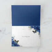 Royal Blue Floral Quinceañera Birthday Butterflies Bedankkaart (Binnen)