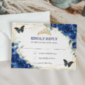 Royal Blue Floral Quinceañera Butterflies Antwoord