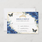 Royal Blue Floral Quinceañera Butterflies Antwoord (Voorkant)