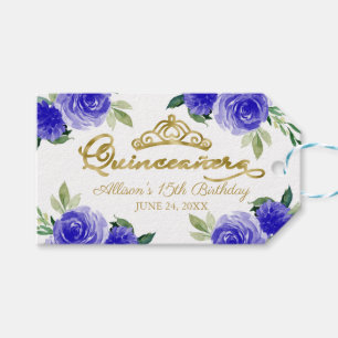 Royal Blue Floral Quinceanera Cadeaulabel