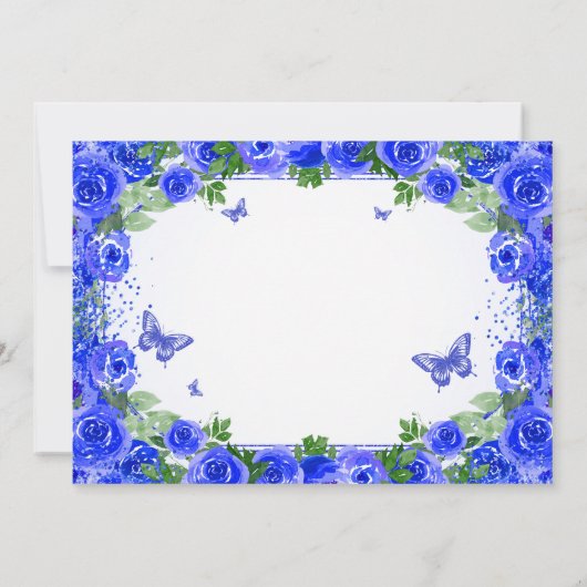 Royal Blue Floral Quinceanera De datum opslaan Save The Date (Achterkant)