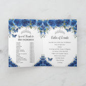 Royal Blue Floral Quinceañera Order of Events Prog Programma (Binnen)