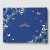 Royal Blue Floral Quinceañera Quince 15 Roos Goud Gastenboek (Achterkant)
