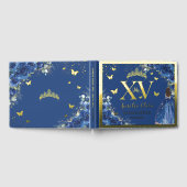 Royal Blue Floral Quinceañera Quince 15 XV Gold Gastenboek (Volledig)