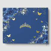 Royal Blue Floral Quinceañera Quince 15 XV Gold Gastenboek (Achterkant)