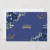 Royal Blue Floral Quinceañera Vlinders Afbeelding Kaart (Achterkant)