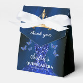 Royal Blue Floral Quinceañera Vlinders Bedankdoosjes (Voorkant Zijde)