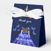 Royal Blue Floral Quinceañera Vlinders Bedankdoosjes (Voorkant Zijde)