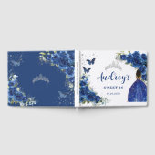 Royal Blue Floral Roos Bruin Prinses Verjaardag Gastenboek (Volledig)