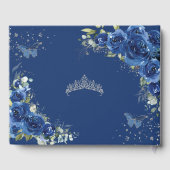 Royal Blue Floral Roos Bruin Prinses Verjaardag Gastenboek (Achterkant)