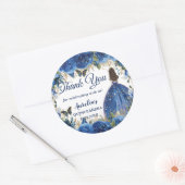 Royal Blue Floral Rozen Butterflies Princess Favor Ronde Sticker (Envelop)