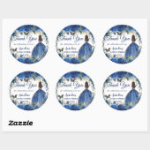 Royal Blue Floral Rozen Butterflies Princess Favor Ronde Sticker (Vel)