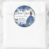 Royal Blue Floral Rozen Butterflies Princess Favor Ronde Sticker (Tas)