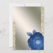 Royal Blue Floral & Silver Glitter Wedding Kaart (Achterkant)
