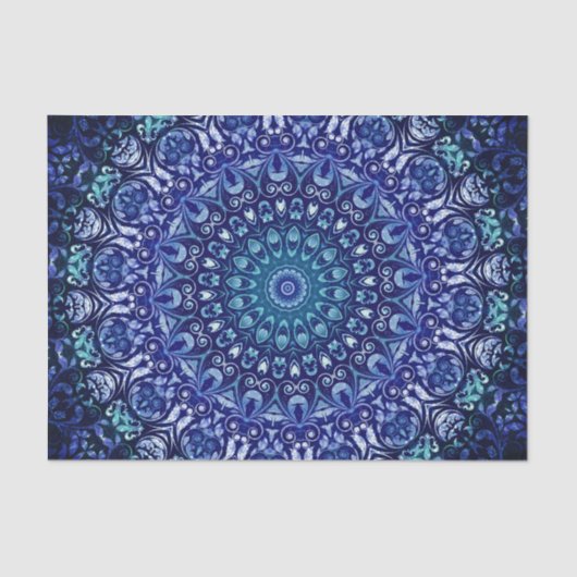  Royal Blue Floral Tissuepapier (Voorkant)