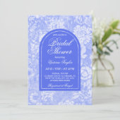 Royal Blue Floral Victoriaans Vrijgezellenfeest Kaart (Staand voorkant)