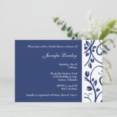 Royal Blue Floral Vine Bridal Shower Kaart (Staand voorkant)
