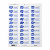 Royal Blue Floral Waterverf Return Address Labels (Full Sheet)