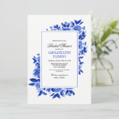 Royal Blue Floral Waterverf Vrijgezellenfeest Kaart (Staand voorkant)