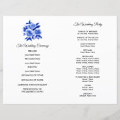 Royal Blue Floral Waterverf Wedding Programme (Achterkant)