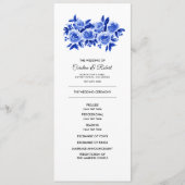 Royal Blue Floral Waterverf Wedding Programme Programmakaart (Voorkant)