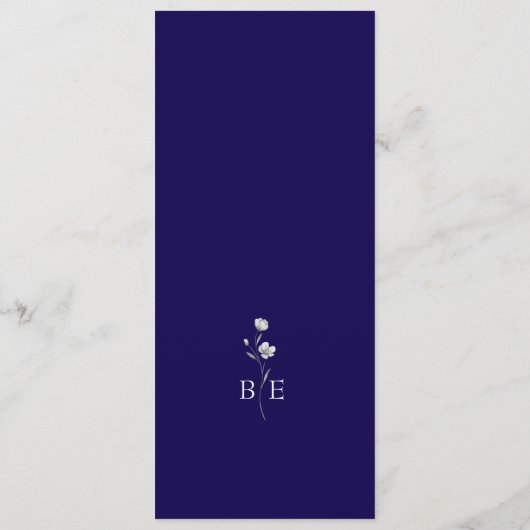 Royal Blue Floral Wedding Menu (Achterkant)