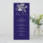 Royal Blue Floral Wedding Menu (Staand voorkant)