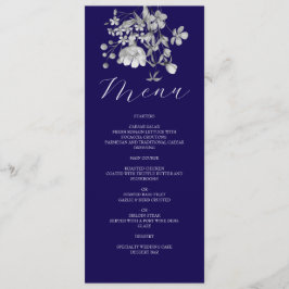 Royal Blue Floral Wedding Menu