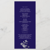 Royal Blue Floral Wedding Programma Programmakaart (Achterkant)