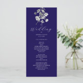 Royal Blue Floral Wedding Programma Programmakaart (Staand voorkant)