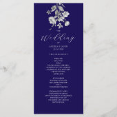 Royal Blue Floral Wedding Programma Programmakaart (Voorkant)