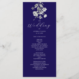 Royal Blue Floral Wedding Programma Programmakaart