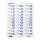 Royal Blue Floral Wedding Return Label (Full Sheet)