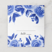 Royal Blue Floral Wedding Table Place Cards Plaatskaartje (Buitenkant ongevouwen)