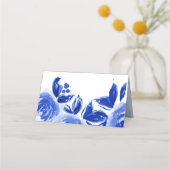 Royal Blue Floral Wedding Table Place Cards Plaatskaartje (Achterkant)