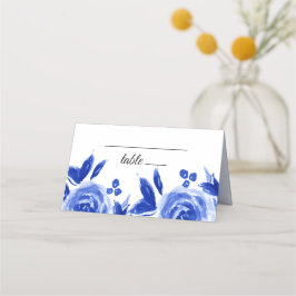 Royal Blue Floral Wedding Table Place Cards Plaatskaartje