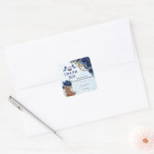 Royal Blue Floral Wild West Charro Quinceañera XV Vierkante Sticker (Envelop)
