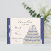 Royal Blue Florentine Save the Date (Staand voorkant)