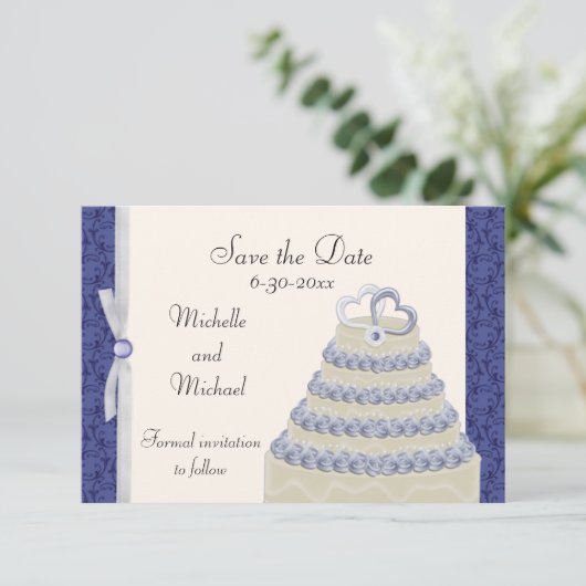 Royal Blue Florentine Save the Date (Staand voorkant)