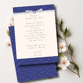 Royal Blue Florentine Wedding Uitnodiging