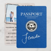 Royal Blue Florida Passport Bewaar de datum Save The Date (Voorkant / Achterkant)